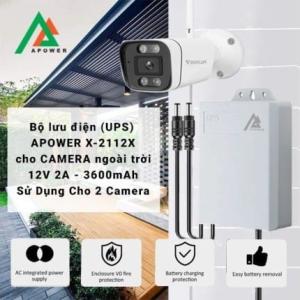 Bộ Lưu Điện APOWER X-2112X 12V 2A, Pin 3600mAh Dành Cho Camera An Ninh, Dự Phòng Điện Tự Động, Hoạt Động Liên Tục 7 Giờ, Bảo Vệ An Toàn Khi Mất Điện, Ổn Định Nguồn