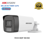 Camera Hikvision DS-2CE17D0T-LFS, Camera Quan Sát Hồng Ngoại 2.0MP, Độ Phân Giải Full HD 1080P, Tích Hợp Mic Thu Âm Thanh Rõ Nét, Tầm Xa Hồng Ngoại 40m, Hỗ Trợ Ánh Sáng Trắng