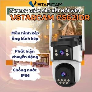 Camera Wifi VStarcam CS621DR Dual-Lens 2 mắt, full color ban đêm + hồng ngoại, phát hiện người AI, cảnh báo đèn + còi, quay 1080P/1296P, lưu thẻ nhớ 256GB, chống nước IP66, giám sát toàn diện